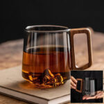 Wood Handle Glass Cup